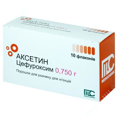  Зображення Аксетин, порошок для приготування розчину для ін'єкцій по 0,75 г №10 