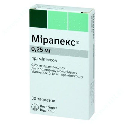  Зображення Мірапекс, таблетки 0,25 мг №30 