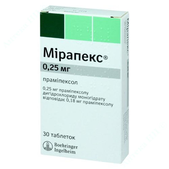 Изображение Мирапекс, таблетки 0,25 мг №30