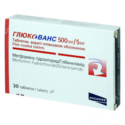 Изображение Глюкованс таблетки 500 мг/5 мг №30