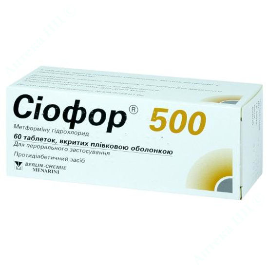 Изображение Сиофор 500 таблетки 500 мг №60