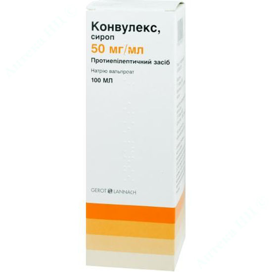  Зображення Конвулекс сироп д/дітей 50 мг/мл фл. 100 мл, зі шприцем-дозатором №1 