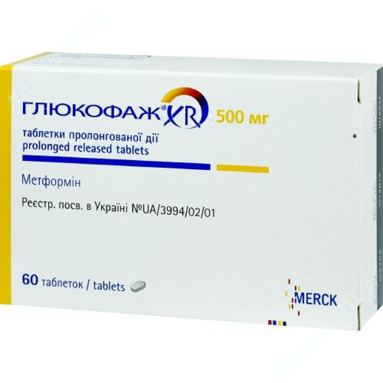  Зображення Глюкофаж XR таблетки  500 мг №60 Асіно Україна 