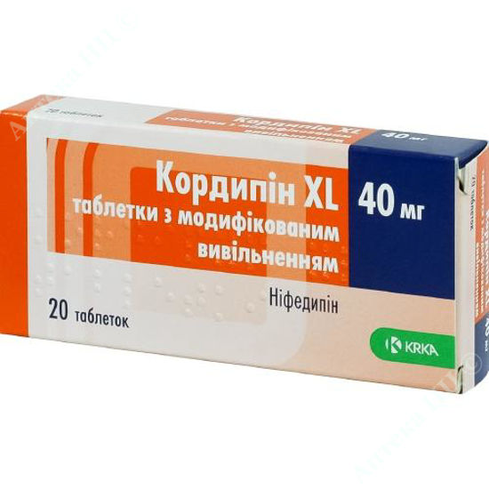  Зображення Кордипін XL таблетки 40 мг №20 