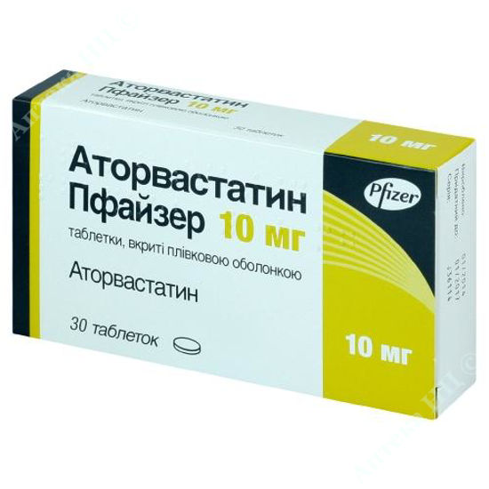 Изображение Аторвастатин Пфайзер табл. п/плен. оболочкой 10 мг блистер №30