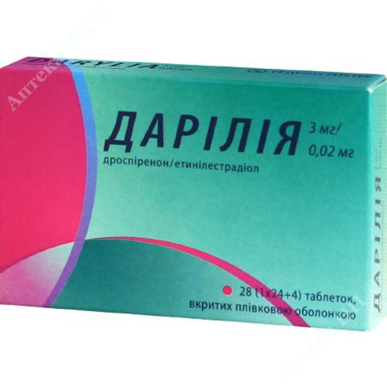  Зображення Дарілія табл. в/о 3 мг/0,02 мг + футляр д/зберігання №28 