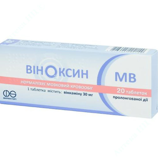  Зображення Віноксин МВ таблетки 30 мг  №20 Асіно Україна 