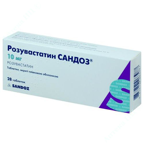  Зображення Розувастатин Сандоз табл. в/плів. оболонкою 10 мг блістер №28 
