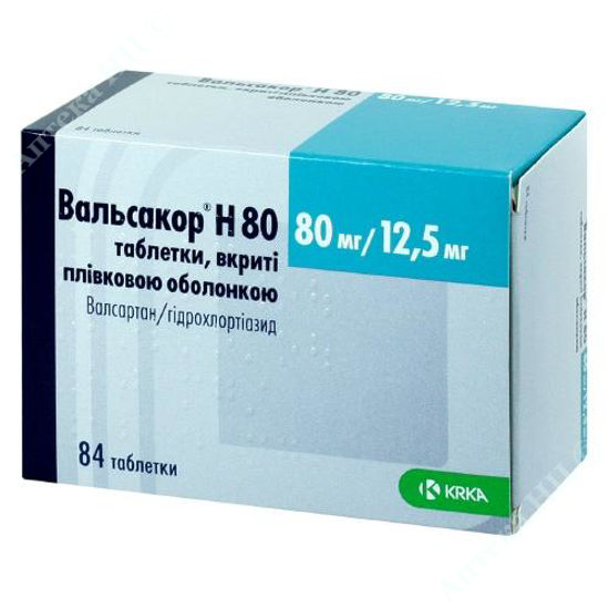  Зображення Вальсакор H 80 табл. в/плів. оболонкою 80 мг /12,5 мг блістер №84 