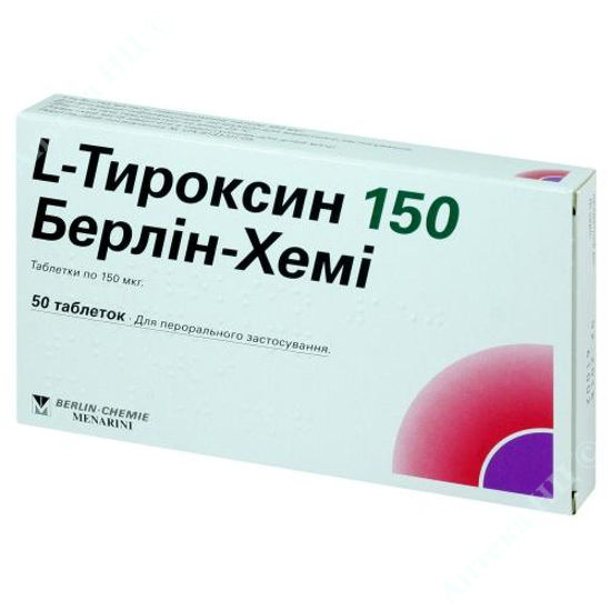  Зображення L-тироксин 150 таблетки Берлін-Хемі 150 мкг №50 