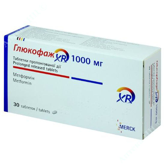 Изображение Глюкофаж XR таблетки 1000 мг №30