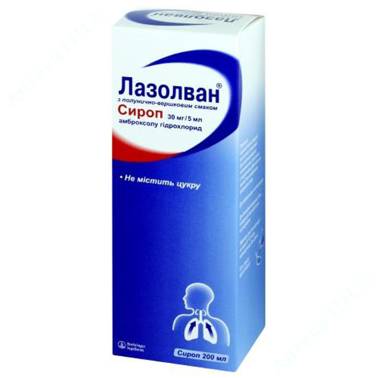  Зображення Лазолван з полунично-вершковим смаком сироп 30 мг/5 мл фл. 200 мл №1 САНОФІ-АВЕНТІС 
