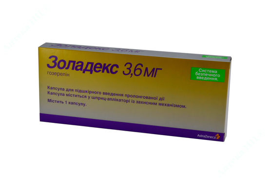  Зображення Золадекс капс. д/підшкірн. введ. пролонг. дії 3,6 мг шприц-аплікатор №1 