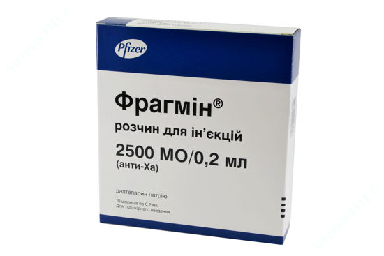  Зображення Фрагмін розчин д/ін. 2500 МО/0,2 мл шприц однораз. 0,2 мл №10 