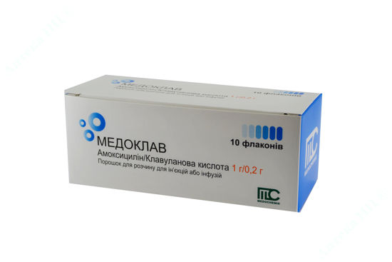  Зображення Медоклав пор. д/п розчину д/ін. та інф. 1/0,2 г фл. №10 