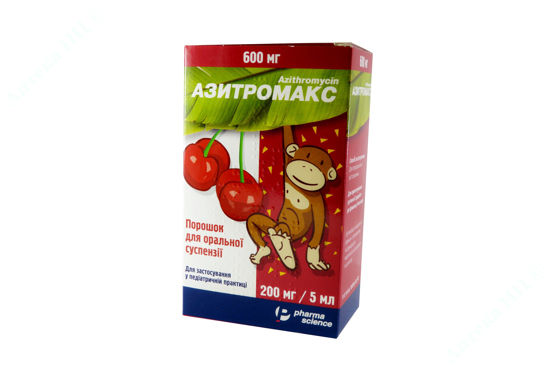 Изображение Азитромакс пор. д/орал. сусп. 200 мг/5 мл фл. 600 мг с дозатором №1