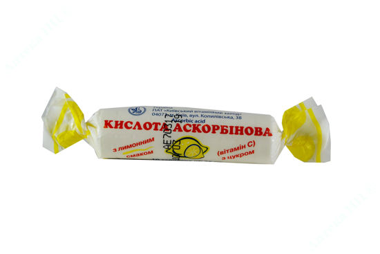  Зображення Кислота Аскорбінова Вітамін С з цукром Лимон  таблетки 0,025 г в  №10 КВЗ 