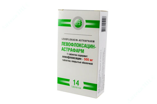  Зображення Левофлоксацин-Астрафарм табл. в/о 500 мг №14 