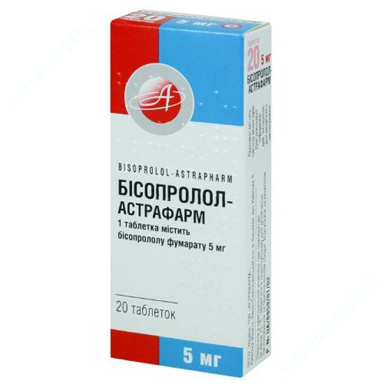  Зображення Бісопролол-Астрафарм табл. 5 мг блістер №20 