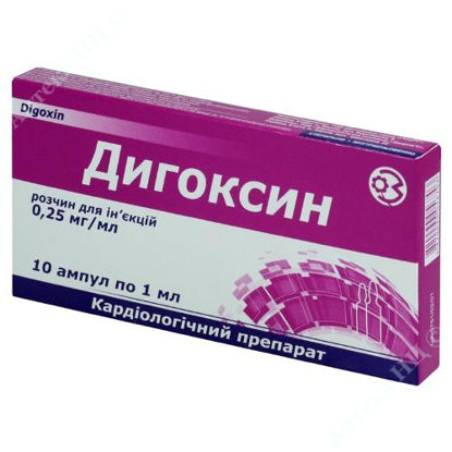  Зображення Дигоксин р-н д/ін. 025 мг/мл амп. 1 мл в пачці №10 