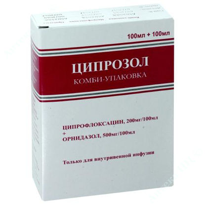 Изображение Ципрозол раствор д/инф. комби-уп., фл.200мг/100мл +фл.500мг/100мл №1