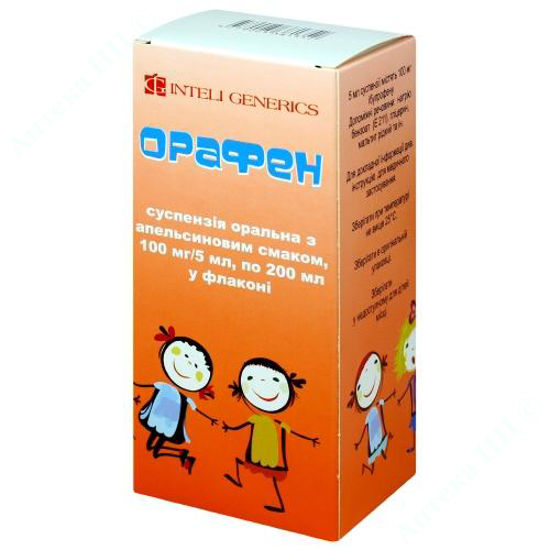  Зображення Орафен сусп. оральн. 100 мг/5 мл фл. 200 мл, з апельсиновим смаком №1 