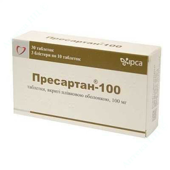  Зображення Пресартан-100, табл. в/о 100 мг №30 