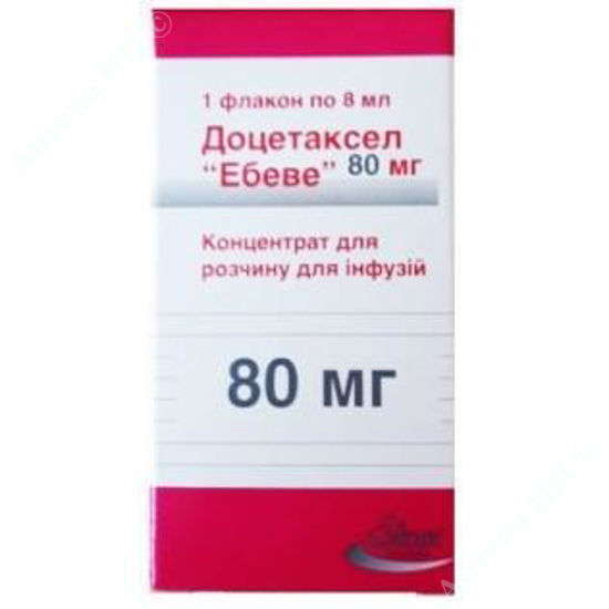 Изображение Доцетаксел Эбеве конц. д/раствора д/инф. 80 мг фл. 8 мл №1