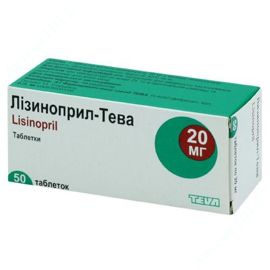  Зображення Лізиноприл-Тева табл. 20 мг блістер №50 