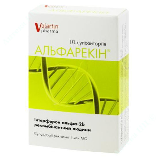  Зображення Альфарекін супозиторії ректальні 1000000 МО 1 г №10 