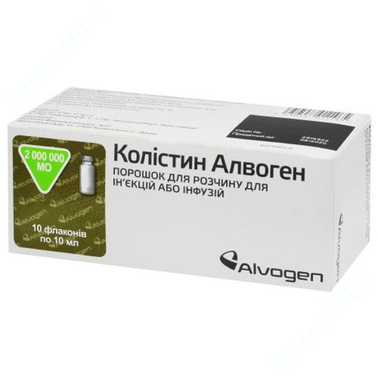  Зображення Колистін Алвоген пор. д/розчину д/ін./інф. 2000000 МЕ фл. №10                                                                                                                                  