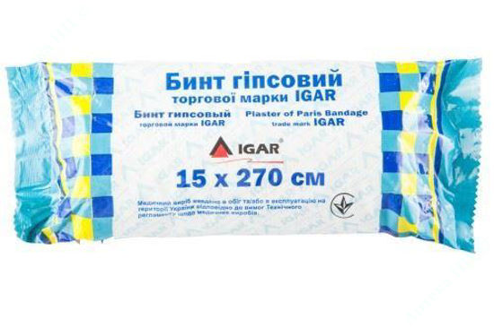  Зображення Бинт гіпсовий IGAR (Ігар)15 см х 270 см 