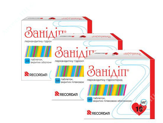  Зображення Занідіп табл. в/о 10 мг блістер №56 RECORDATI (РЕКОРДАТТІ) 
