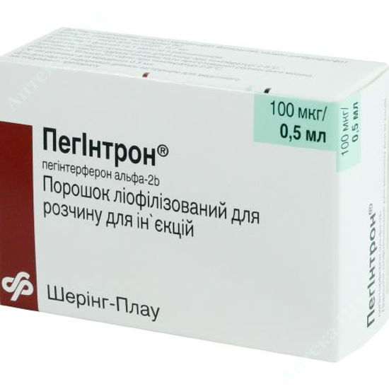 Изображение Пегинтрон пор. лиофил. д/п р-ра д/ин. 100 мкг/0,5 мл фл., с раств. в амп. 0,7 мл №1