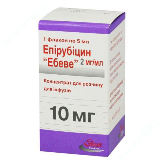  Зображення Епірубіцин Ебеве конц. д/п інф. р-ну 10 мг фл. 5 мл №1 