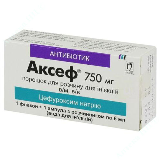  Зображення Аксеф пор. д/п ін. р-ну 750 мг фл. з розч. в амп. 6 мл №1 