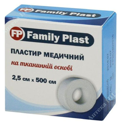  Зображення Family plast пластир медичний на тканинній  основі 2,5 см х 500 см №1 