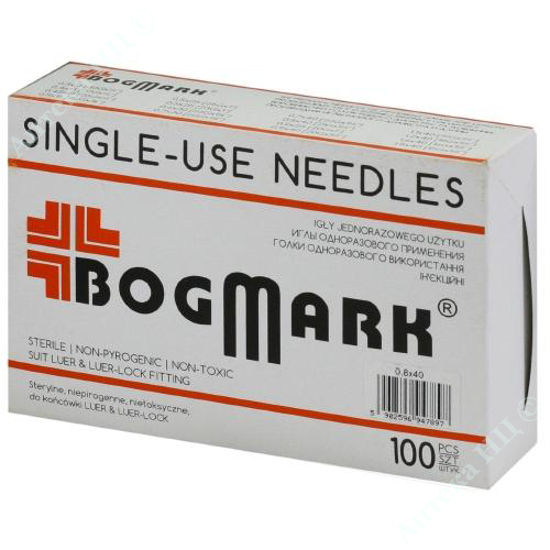 Изображение Иглы инъекционные одноразового применения Bogmark 0,8 х 40 мм (21G х 1 1/2) №100