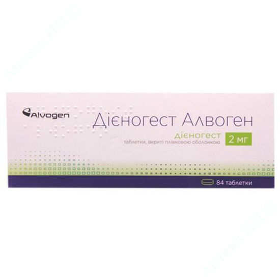  Зображення Дієногест Алвоген таблетки, вкриті плівковою оболонкою 2 мг уп. № 84 