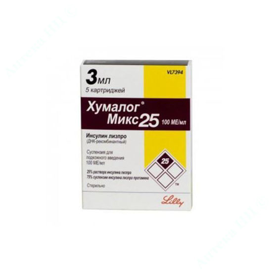 Изображение Хумалог Микс 25 раствор для инъекций 100 МЕ/мл 3 мл № 5