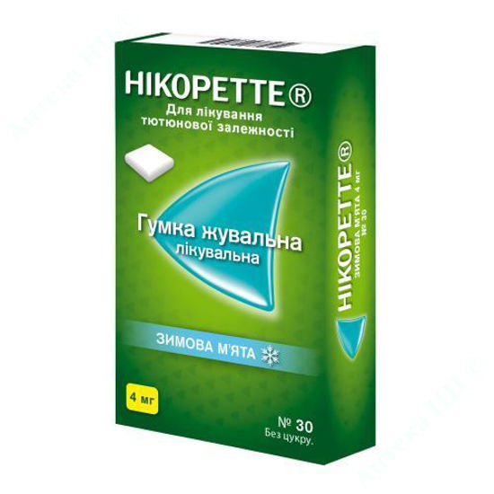  Зображення Нікоретте зимова м’ята жувальна гумка лікувальна 4 мг №30 