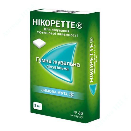  Зображення Нікоретте зимня м’ята жувальна гумка лікувальна 2 мг №30 