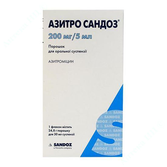 Изображение Азитро Сандоз порошок для оральной суспензии 200 мг/5 мл 24,8 г 30 мл №1