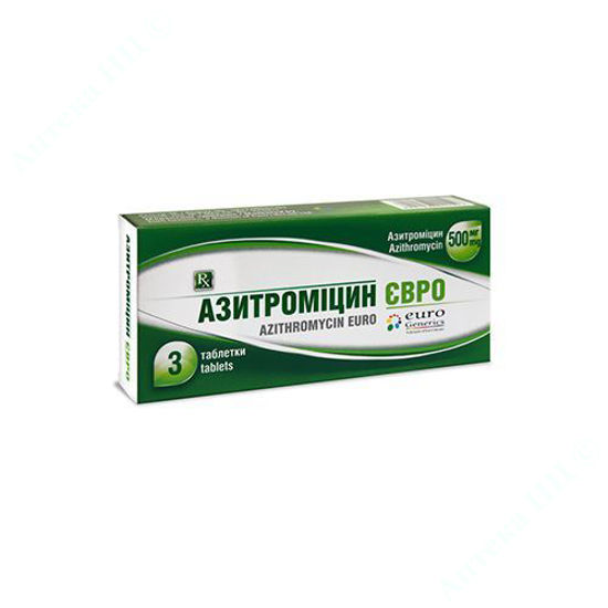  Зображення Азитроміцин Євро 500 мг таблетки №3 