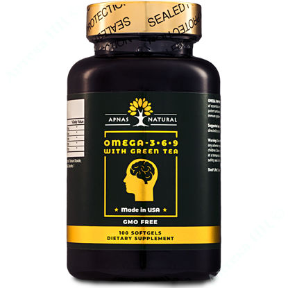  Зображення Омега 3-6-9 з зеленим чаєм Apnas Natural капсули №100 