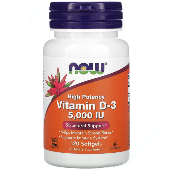  Зображення Вітамін Д3 Vitamin D-3 Now Foods капсули 5000 МО №120 