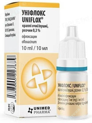  Зображення Уніфлокс краплі вушно/очні 0,3% 10 мл фл. № 1 