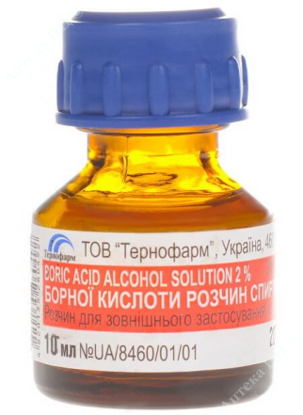  Зображення Борної кислоти розчин спиртовий 2 р-н спирт. д /зовніш. застос. 2% фл. 10 мл 