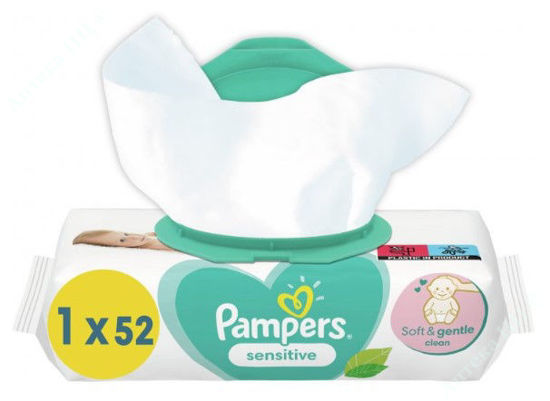  Зображення PAMPERS Дитячі вологі серветки Sensitive     № 52 