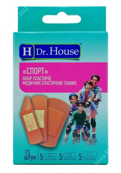  Зображення Набір  пластирів медичних еластичних тканих "Спорт" "H Dr.House"15шт(72ммх19мм-5шт; 72ммх25мм-5шт; 72ммх35мм-5шт)     № 1 